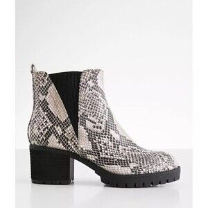 Mia Womens Jody GS875004S Biege Brown Snake Print Chelsea Boots Size 8